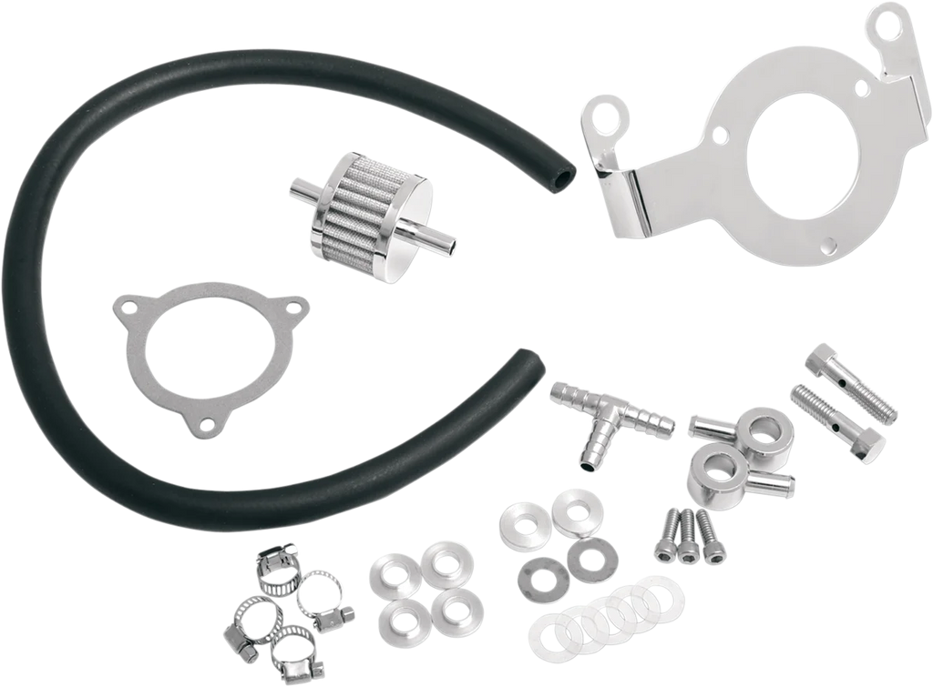 Crankcase Breather with Support Bracket Kit - Dyna/Softail/Touring/Trike DragSpecialties 120185 - Main Product View