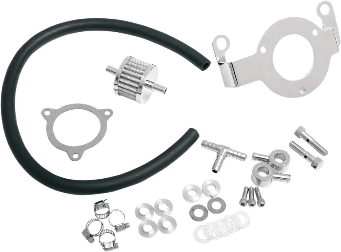 Crankcase Breather with Support Bracket Kit - Sportster DragSpecialties 120087-BC514 - Detail View
