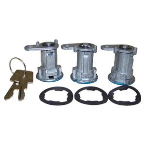 Crown Automotive Jeep Replacement Door Cylinder Kit, Left & Right, Front & Rear, 3 Cylinders w/ Keys 8122874K3 - Main Prod...