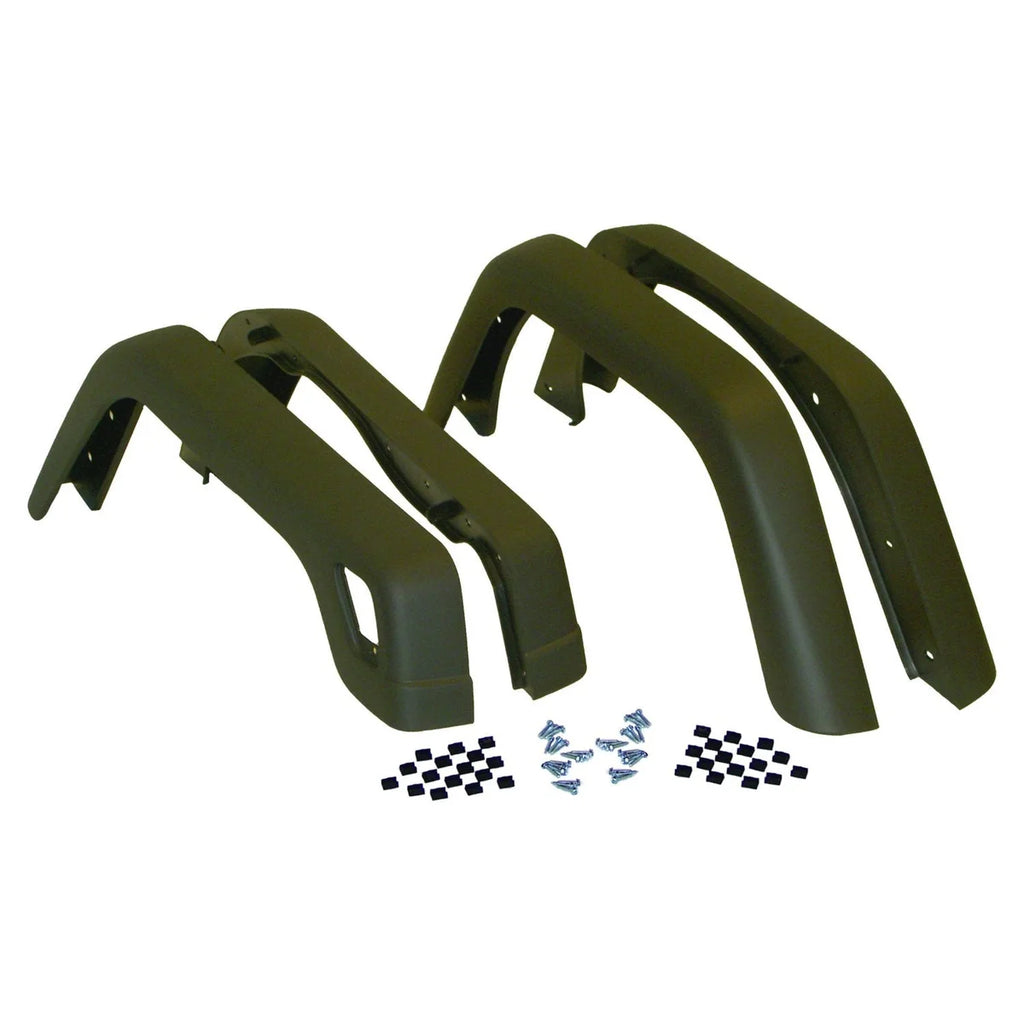 Crown Automotive Jeep Replacement Fender Flare Kit, Left and Right, Front & Rear, Black Textured, 3-3/4" Width 55254918K