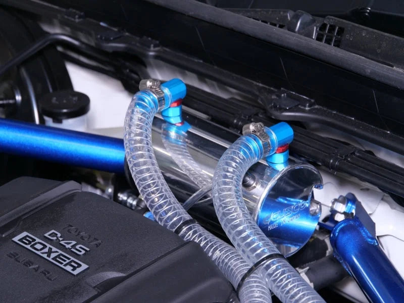 Cusco Oil Catch Tank Set Horizontal Mount 0.6L Round Type 17-22 GR86 / 13-22 BRZ / 13-16 FR-S - Side View