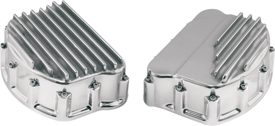 Custom Cycle Finned Rocker Covers - Natural FRC 2003-3 - Side View