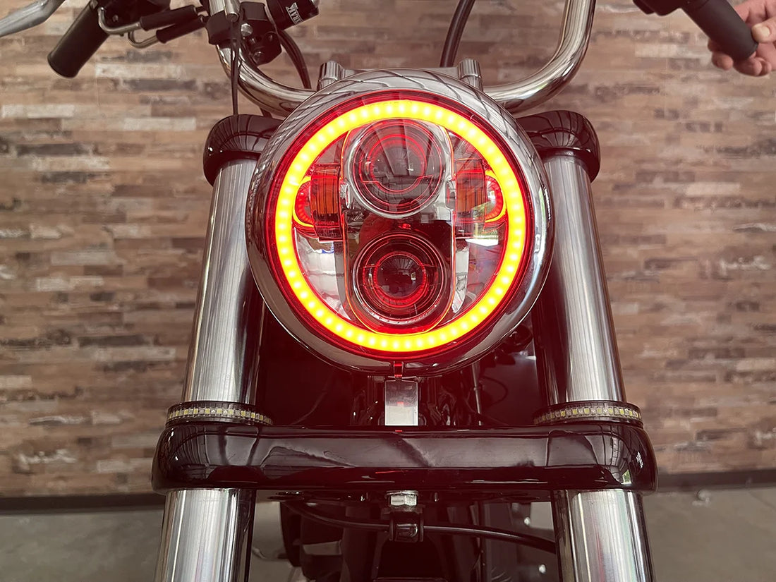 Custom Dynamics 5.75" Headlamp - with Mounting Ring - Chrome PG-575-C - Back View