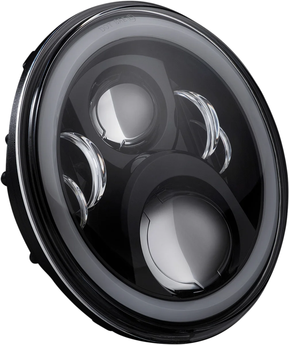 Custom Dynamics 7" Headlamp - with Mounting Ring - Black PG-7-13-B - Side View