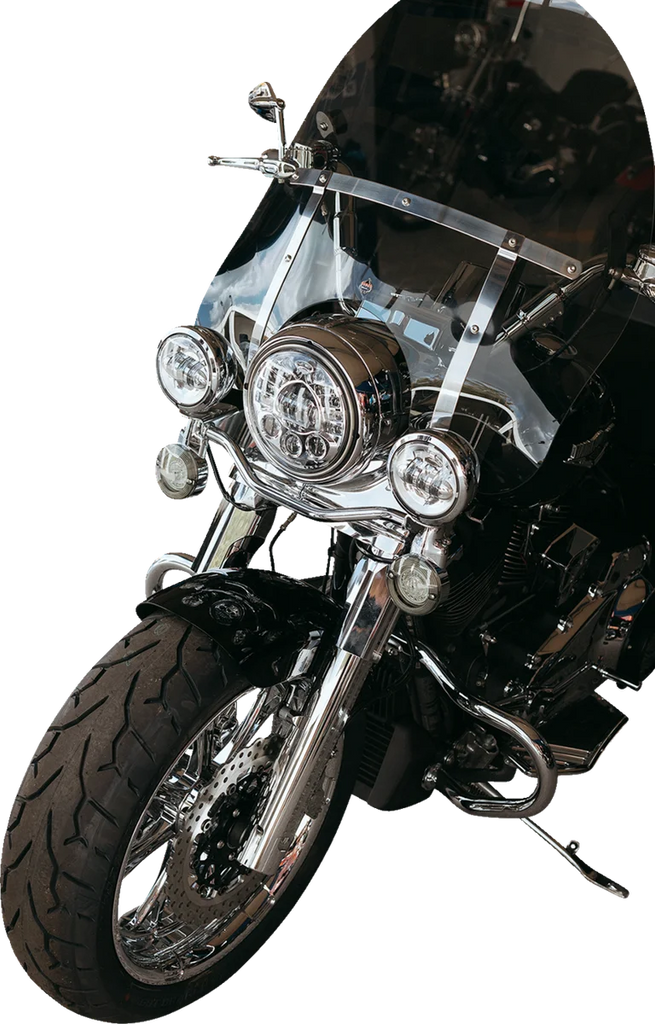 Custom Dynamics Adaptive Headlight with Adapter - 7" - Chrome PB-7A-14-C - Side View