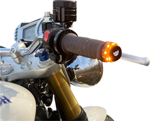 Load image into Gallery viewer, Custom Dynamics Handlebar End Dual LED Lights - Universal CD-BAR-END-AW-B - Side View