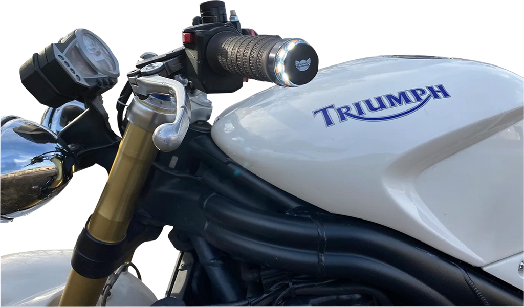 Custom Dynamics Handlebar End Dual LED Lights - Universal CD-BAR-END-AW-B - Back View