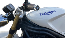Load image into Gallery viewer, Custom Dynamics Handlebar End Dual LED Lights - Universal CD-BAR-END-AW-B - Back View