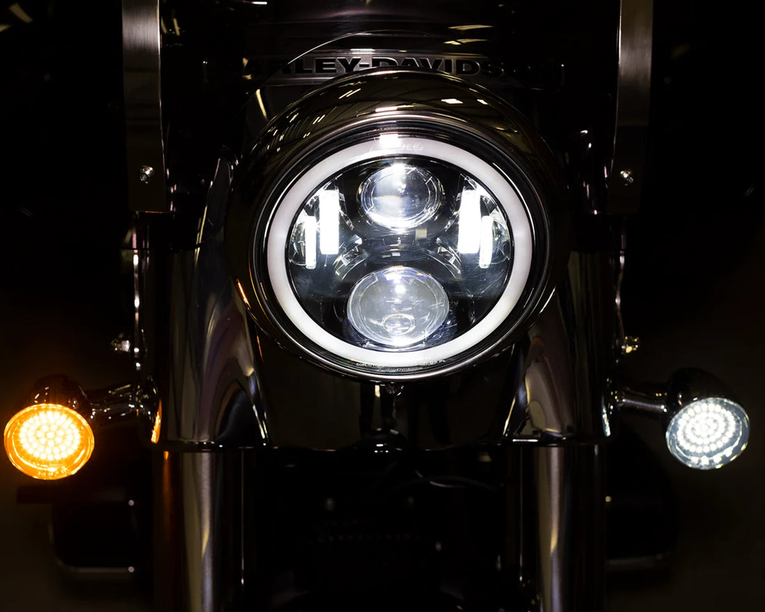 Custom Dynamics Headlamp - 7" - LED - Black CD-7-14-B - Back View