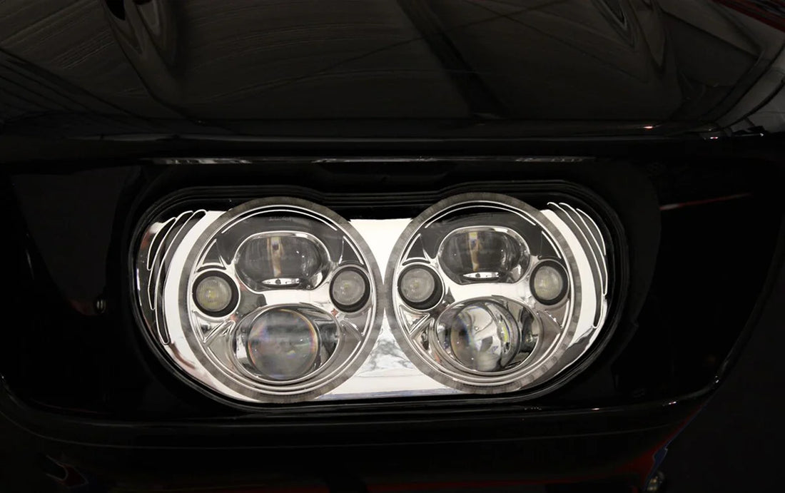 Custom Dynamics Headlight - Chrome - FLTR CDTB-RG-15-C - Side View