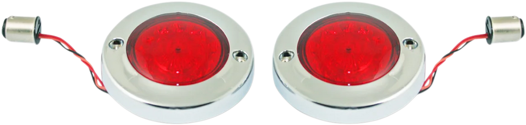 Custom Dynamics LED Flat Turn Signals - 1156 - Chrome - Red Lens PB-FB-R-1156CR - Main Product View