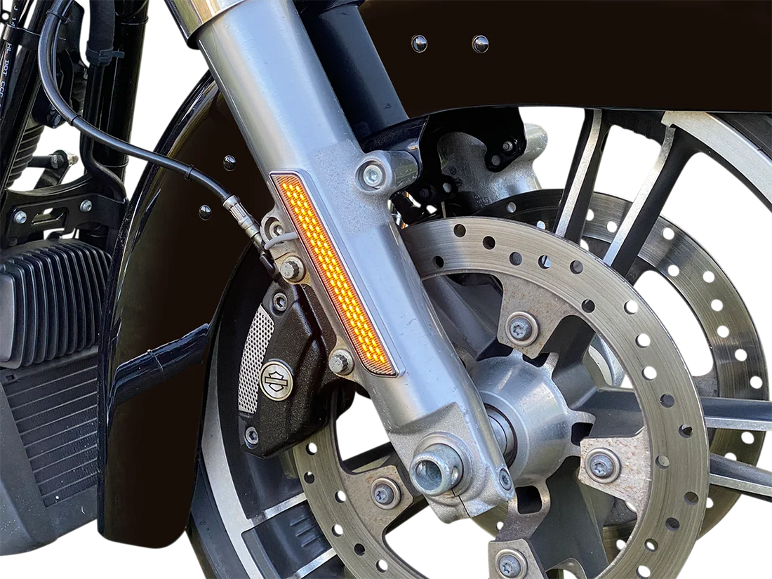 Custom Dynamics LED Fork Light - Amber - Black CD-FORK-BCM-AB - Side View