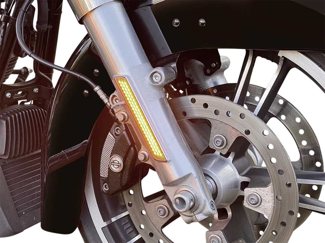 Custom Dynamics LED Fork Light - Amber - Black CD-FORK-BCM-AB - Back View