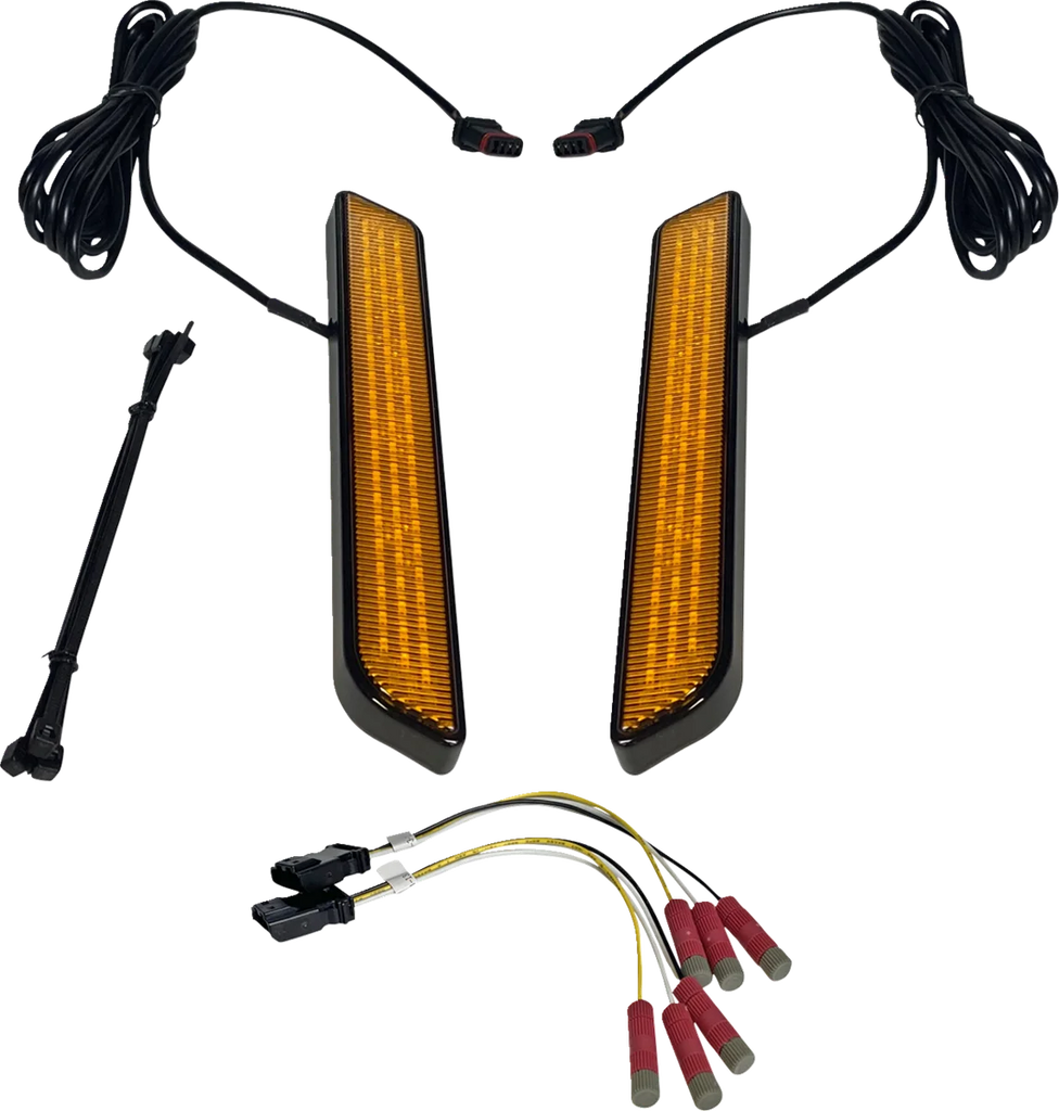 Custom Dynamics LED Fork Light - Amber - Chrome CD-FORK-UNV-AC - Side View