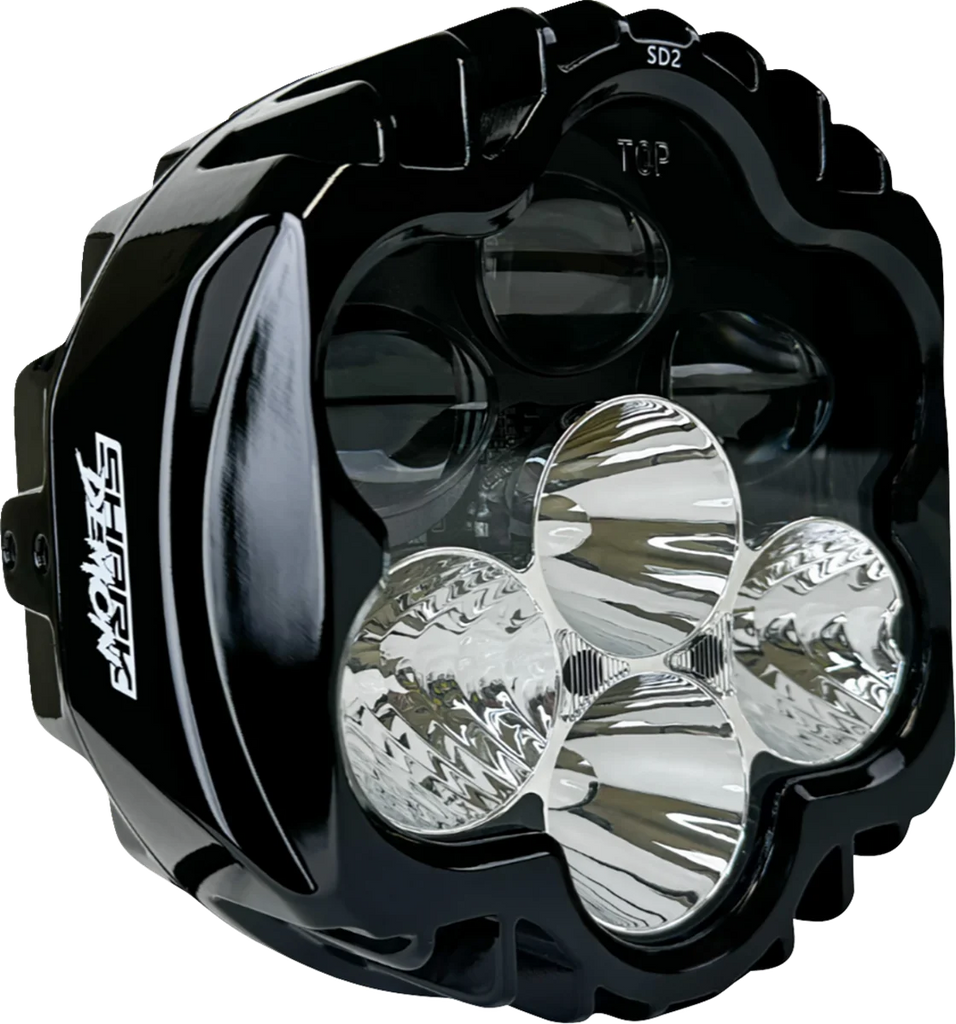 Custom Dynamics LED Headlight - Shark Demon® - Harley-Davidson® SD2-BW-W - Side View