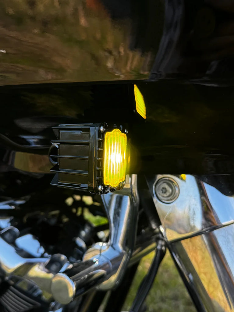 Custom Dynamics LED Turn Signals - Black -Yellow Lens - Road Glide SD-RG-FT-YB - Side View