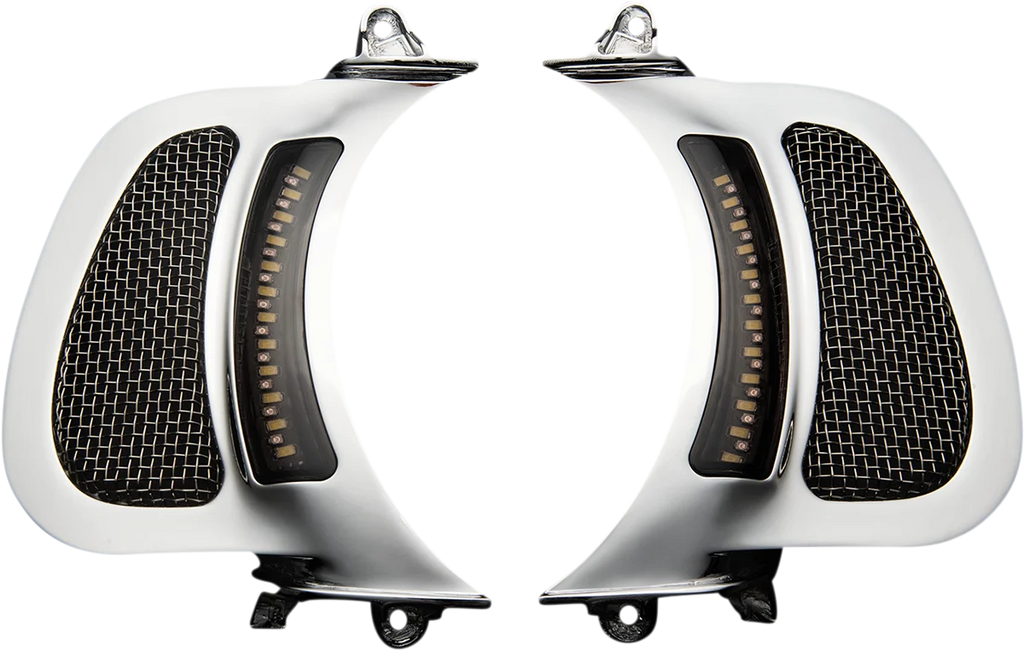 Custom Dynamics LED Vent Insert - Amber/White - Chrome w/ Stainless Mesh CD-RG-V-AW2-C - Main Product View