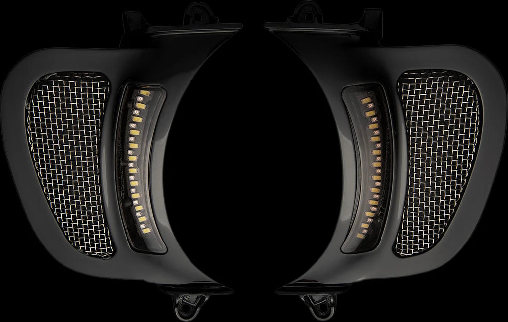 Custom Dynamics LED Vent Insert - Amber/White - Chrome w/ Stainless Mesh CD-RG-V-AW2-C - Side View