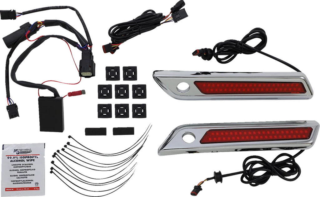 Custom Dynamics Latch Light - Saddlebag - Dual Color - Red - Chrome CD-SBL-DC-RC - Main Product View