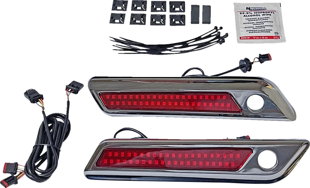 Custom Dynamics Latch Light - Saddlebag - Dual Color - Red - Chrome CD-SBL-DC-RC - Side View