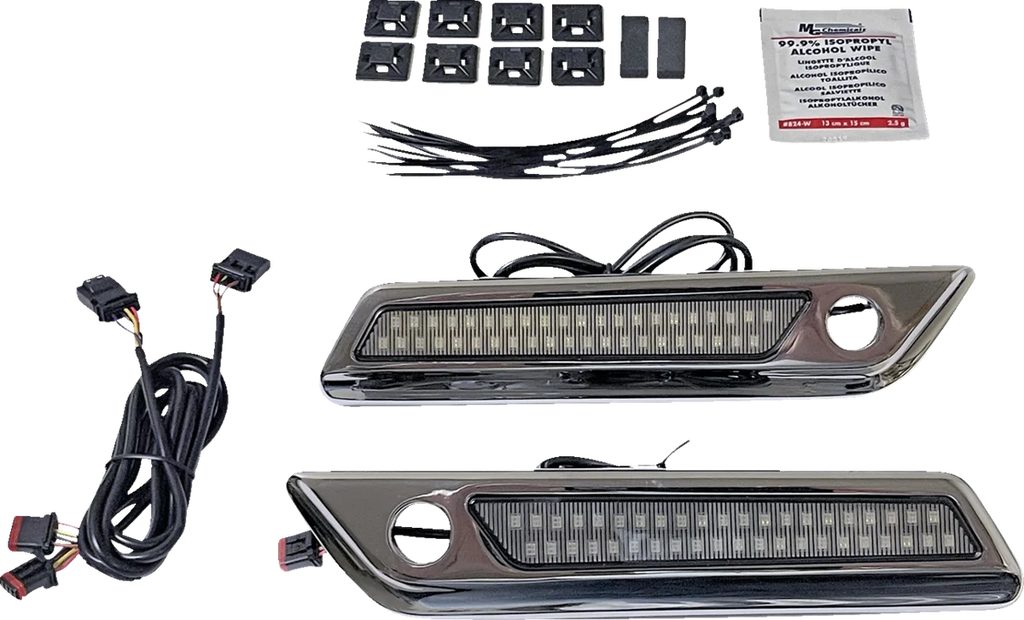 Custom Dynamics Latch Light - Saddlebag - Dual Color - Smoke - Chrome CD-SBL-DC-SC - Side View