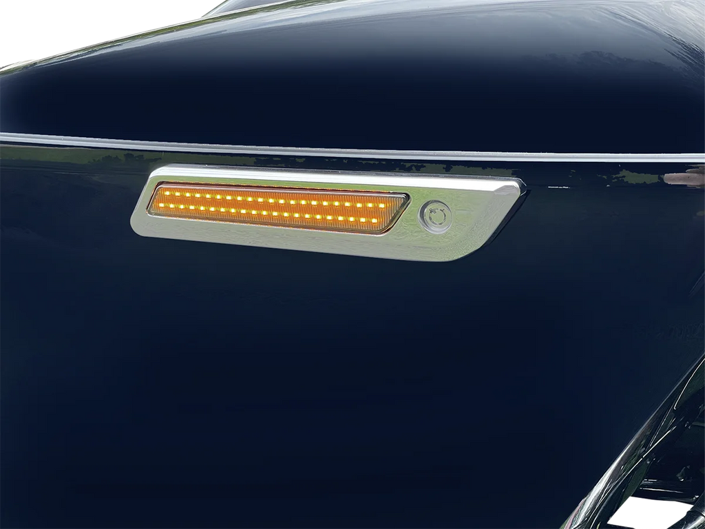 Custom Dynamics Latch Light - Saddlebag - Dual Color - Smoke - Chrome CD-SBL-DC-SC - Installation View