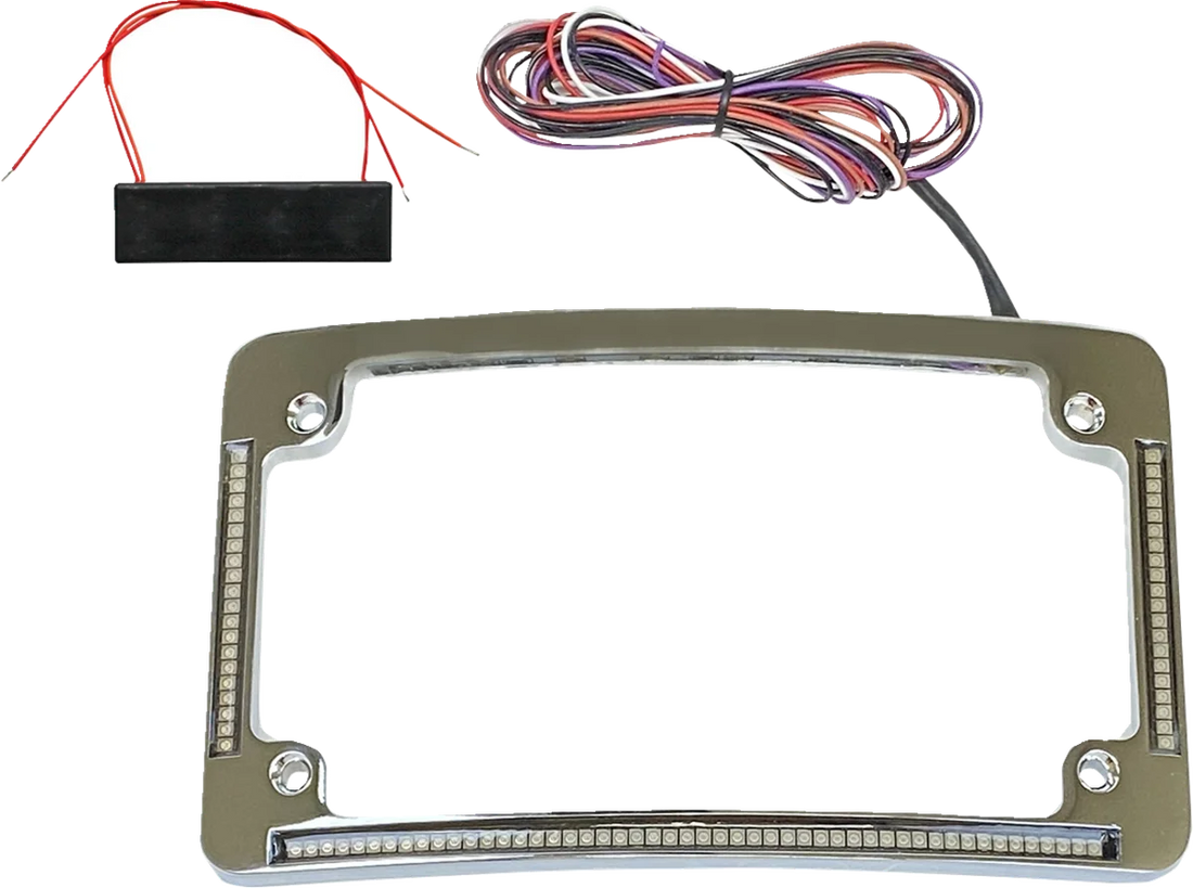 Custom Dynamics License Plate Frame - Red/White LED - Chrome TF08-C - Side View