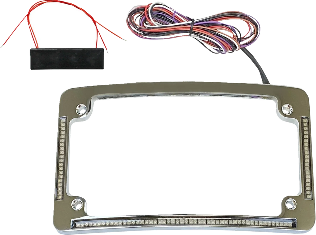 Custom Dynamics License Plate Frame - Red/White LED - Chrome TF08-C - Side View