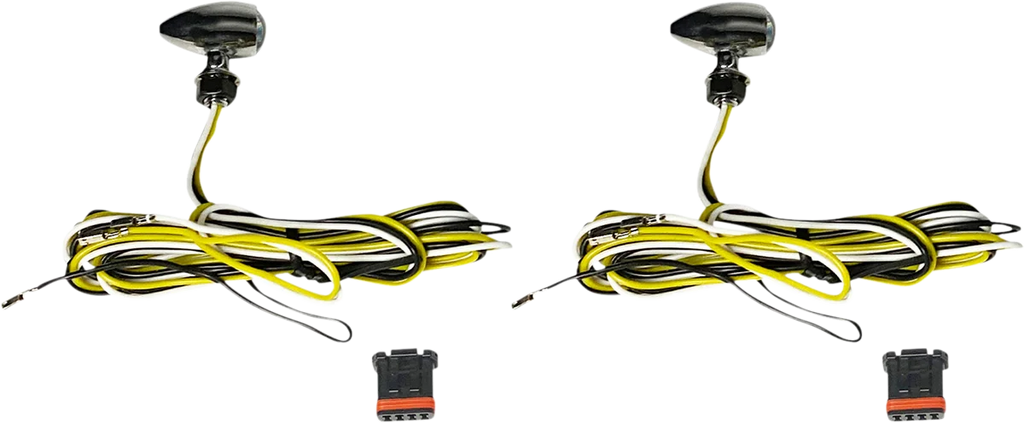 Custom Dynamics Micro Turn Signals - Dual - Amber/White - Chrome CD-MICRO-AW-C - Side View