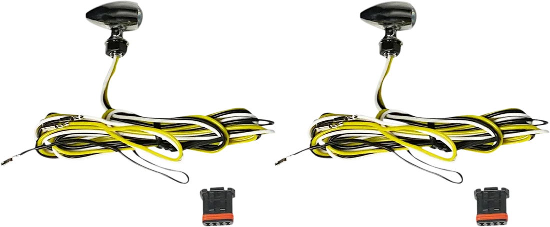 Custom Dynamics Micro Turn Signals - Dual - Amber/White - Chrome CD-MICRO-AW-C - Side View