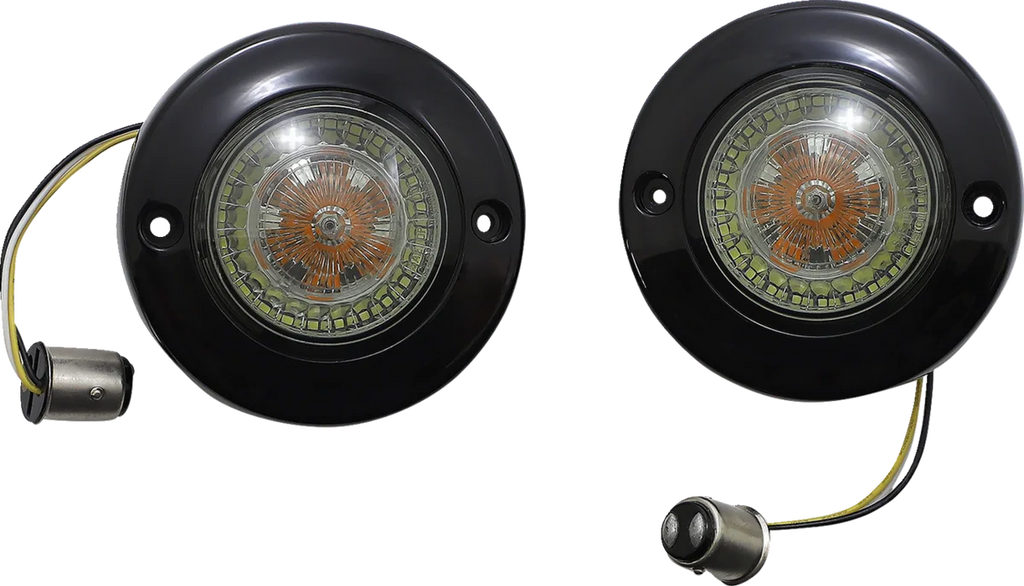 Custom Dynamics ProBEAM® Dynamic Ringz® LED Turn Signal - Black - Amber/White PB-FB-AW-1157BS - Main Product View