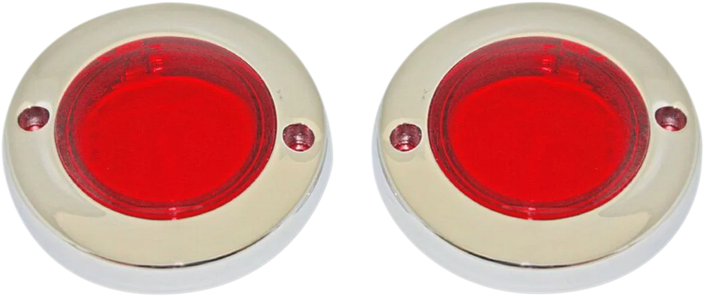 Custom Dynamics ProBEAM® Flat Bezel Turn Signal Adapters - Chrome/Red PB-FLAT-BEZ-CR - Main Product View