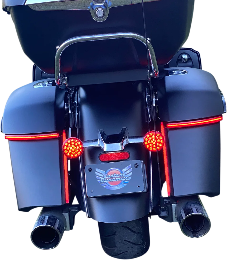 Custom Dynamics Saddle Bag Lights - Red Lens CD-INDBAG-SWN-R - Side View