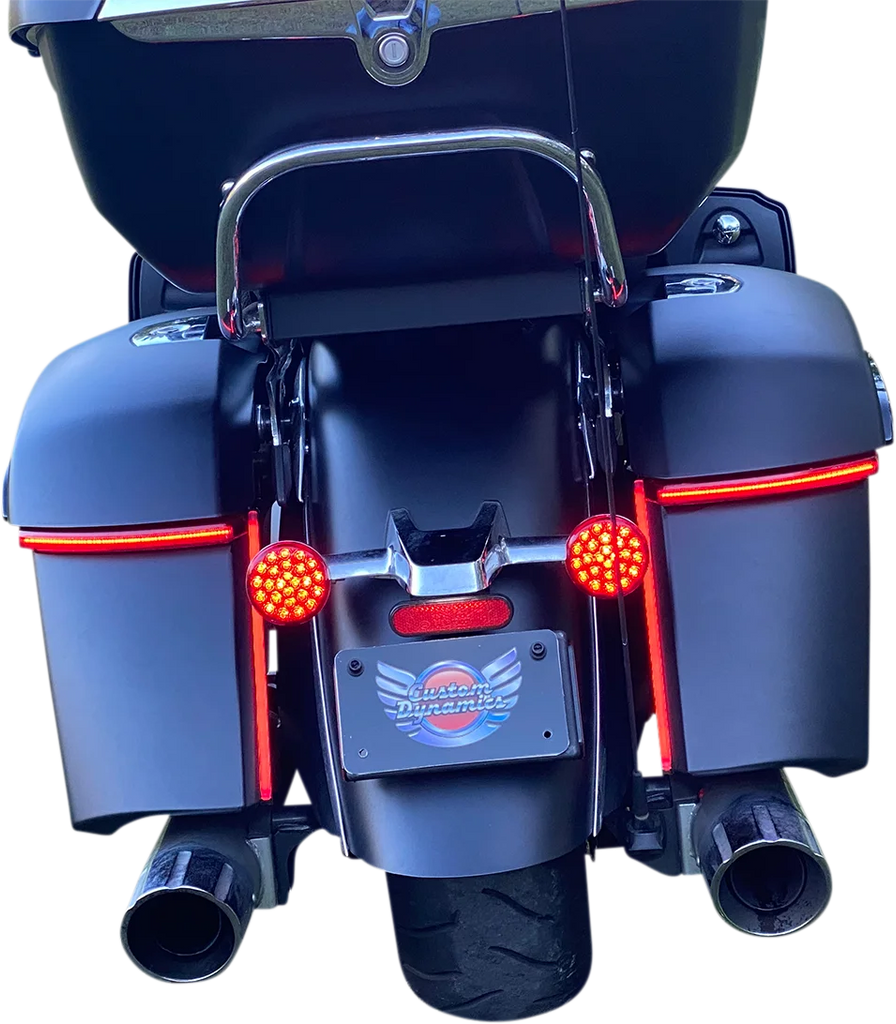 Custom Dynamics Saddle Bag Lights - Red Lens CD-INDBAG-SWN-R - Side View