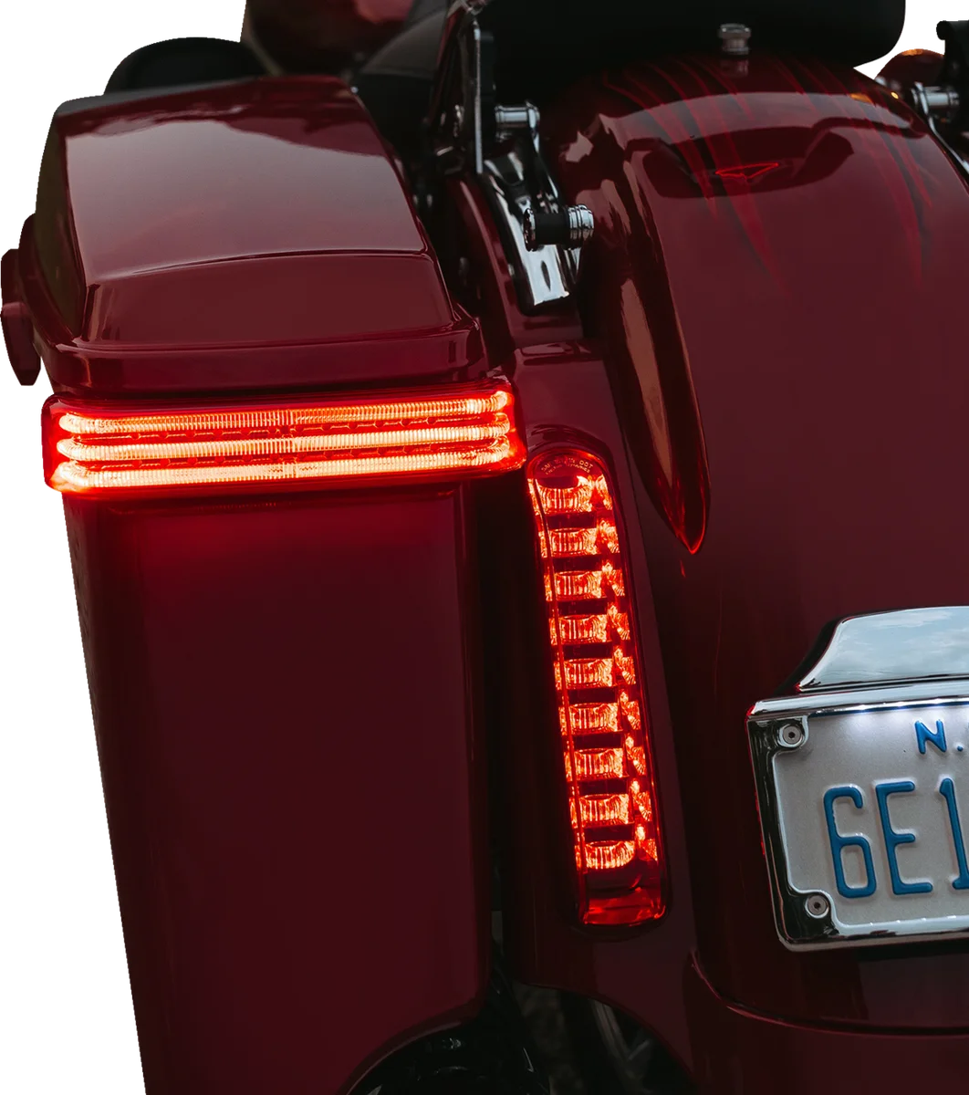 Custom Dynamics Saddlebag LED Lights - Sequential - Black/Red PB-SBSEQ-HD-BR - Back View