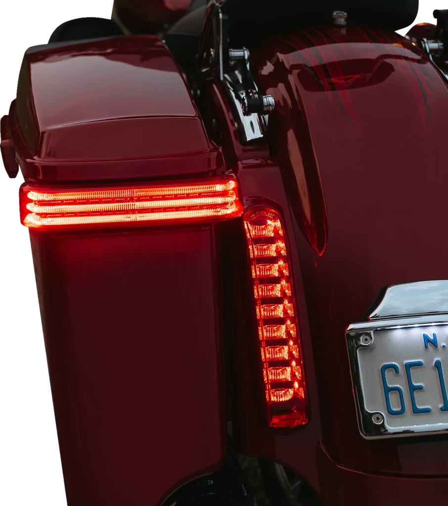 Custom Dynamics Saddlebag LED Lights - Sequential - Black/Red PB-SBSEQ-HD-BR - Back View