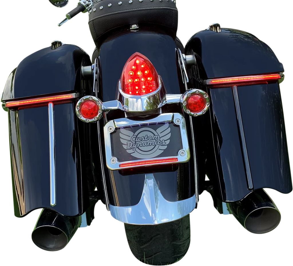 Custom Dynamics Saddlebag Lights - Low Profile - Red Lens - Indian CD-IND-SPR-V2-R - Side View