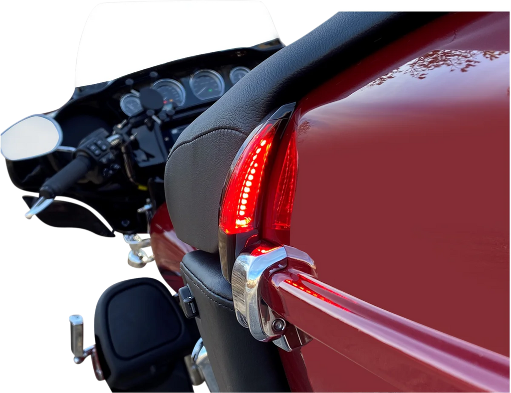 Custom Dynamics Sequential Tour Pak Seat Back Rest LED Lights - Black/Red - FLH CD-TPBR-14-RB - Side View