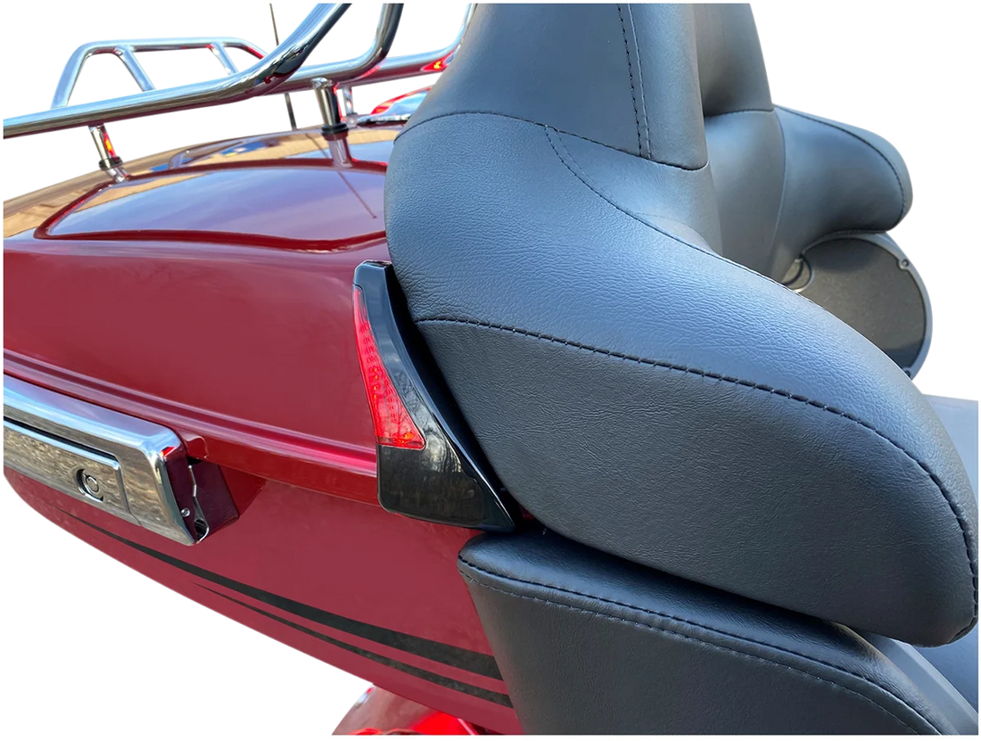 Custom Dynamics Sequential Tour Pak Seat Back Rest LED Lights - Black/Red - FLH CD-TPBR-14-RB - Back View