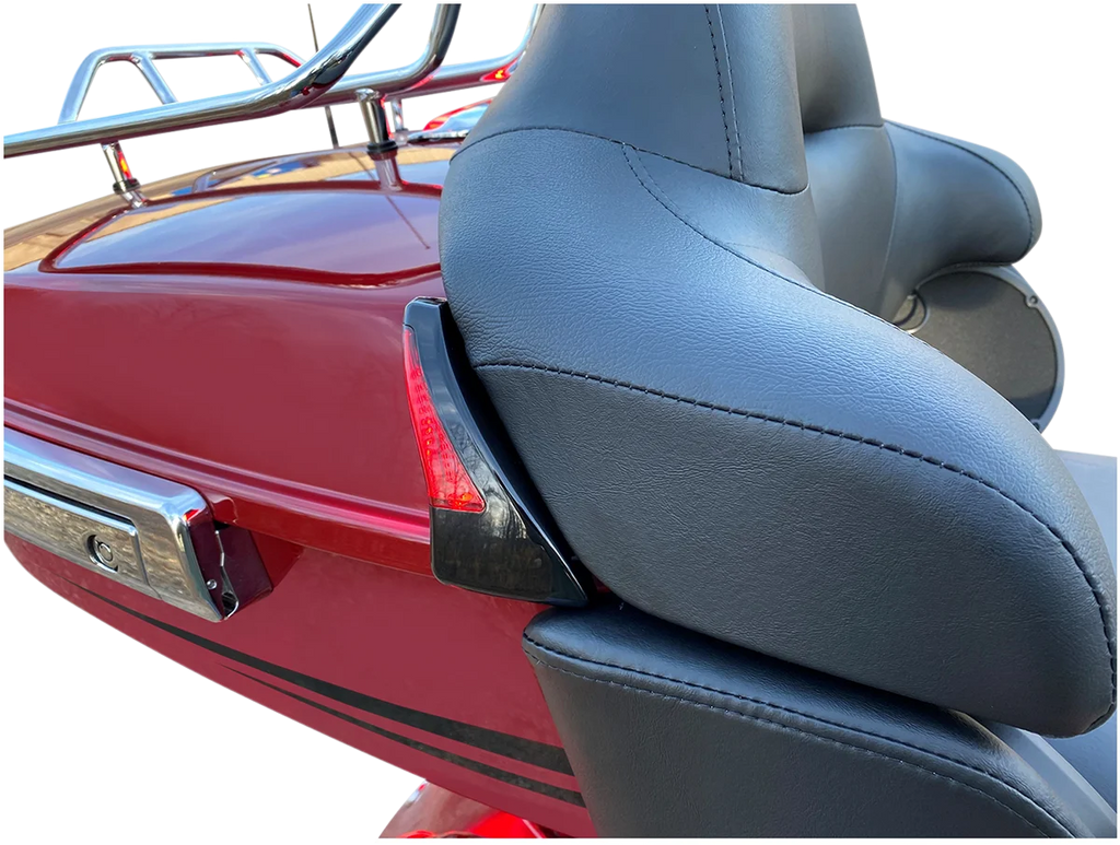 Custom Dynamics Sequential Tour Pak Seat Back Rest LED Lights - Black/Red - FLH CD-TPBR-14-RB - Back View