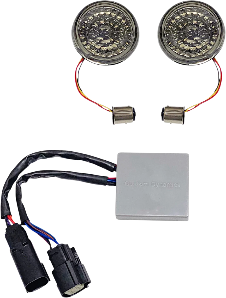 Custom Dynamics Solid Amber Turn, Red Run/Brake w/ Brake Strobe for Touring CD-STS-AR-57 - Side View
