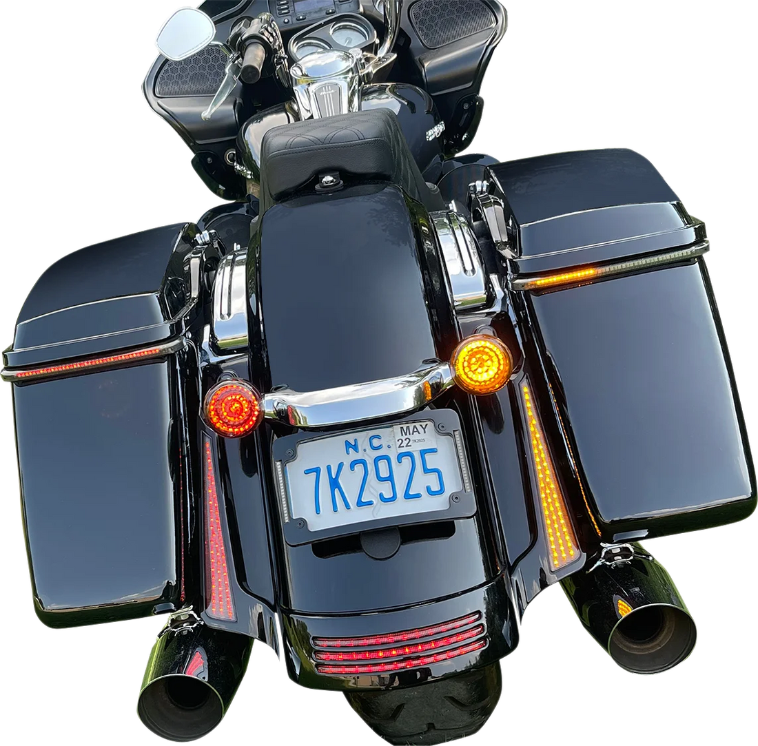 Custom Dynamics Solid Amber Turn, Red Run/Brake w/ Brake Strobe for Touring CD-STS-AR-57 - Back View