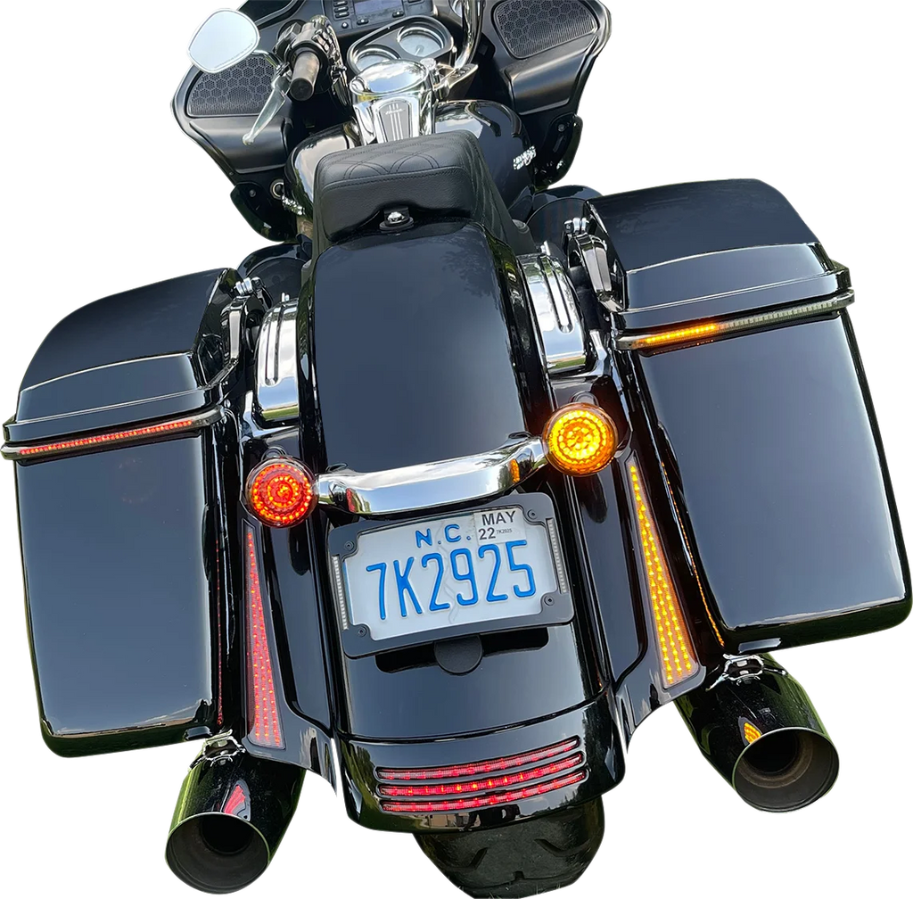 Custom Dynamics Solid Amber Turn, Red Run/Brake w/ Brake Strobe for Touring CD-STS-AR-57 - Back View