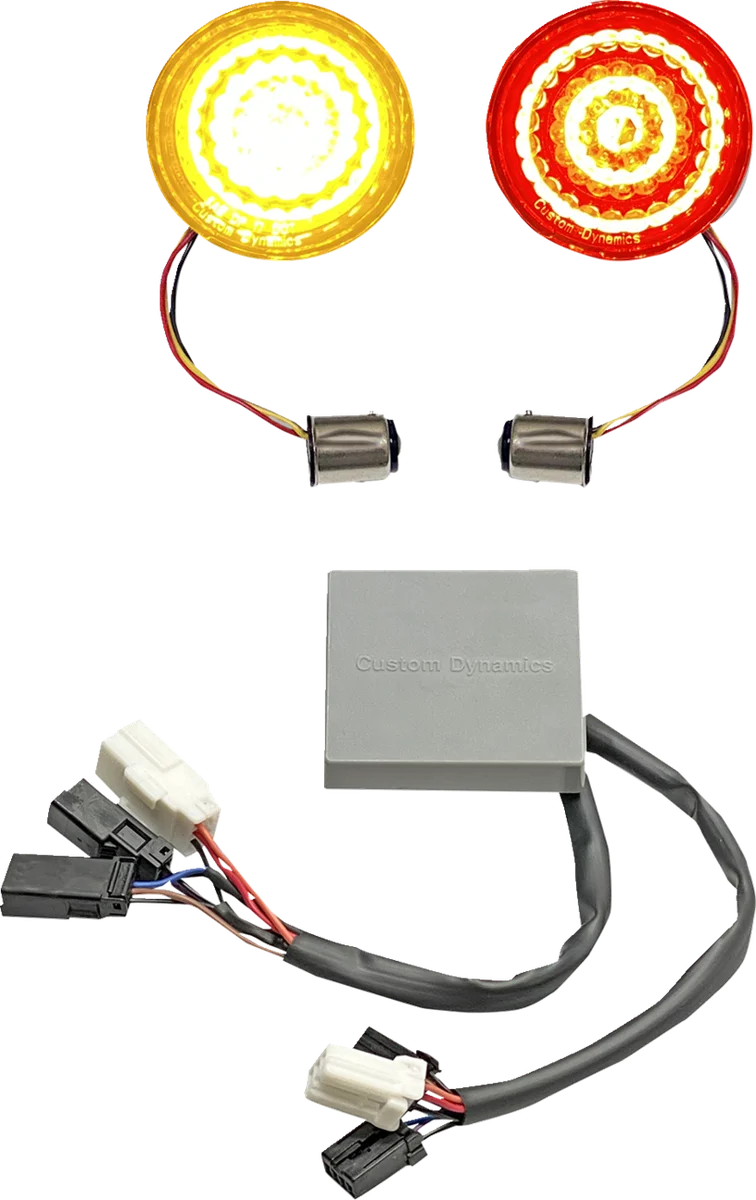 Custom Dynamics Solid Amber Turn, Red Run/Brake w/ Brake Strobe for Touring CD-STS-AR-57 - Installation View