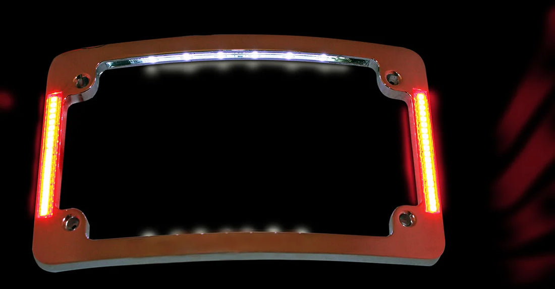 Custom Dynamics Tri-Radius License Plate Frame w Flushmount LEDs - Black TF06-B - Installation View