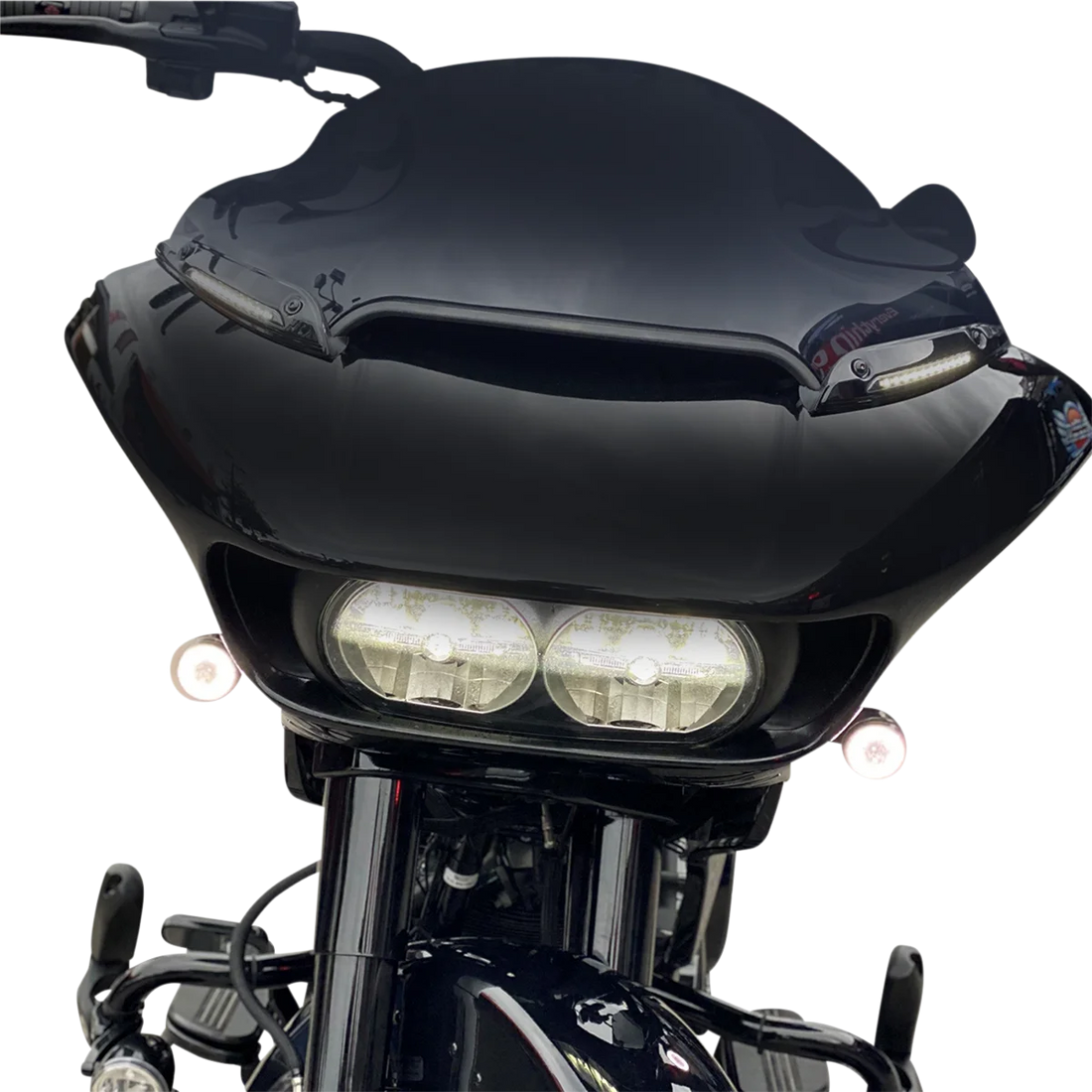 Custom Dynamics Windshield Trim - Sequential Turn Signal - Black CD-RG-SWT-AW2-B - Side View