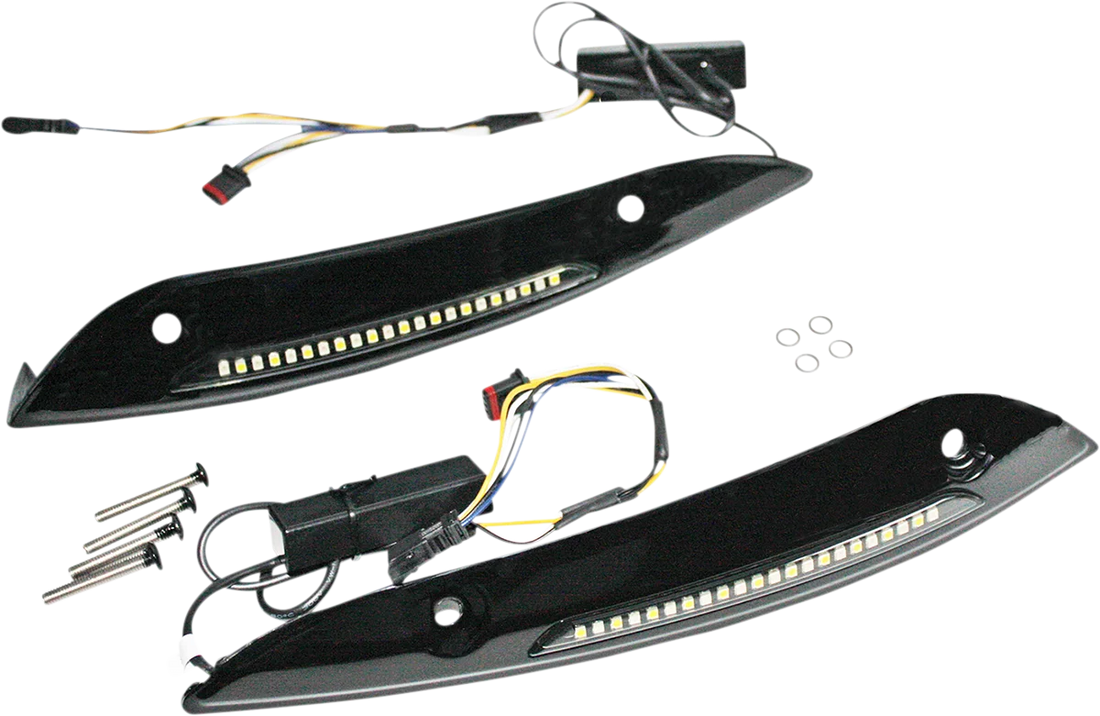 Custom Dynamics Windshield Trim - Sequential Turn Signal - Chrome CD-RG-SWT-AW2-C - Side View