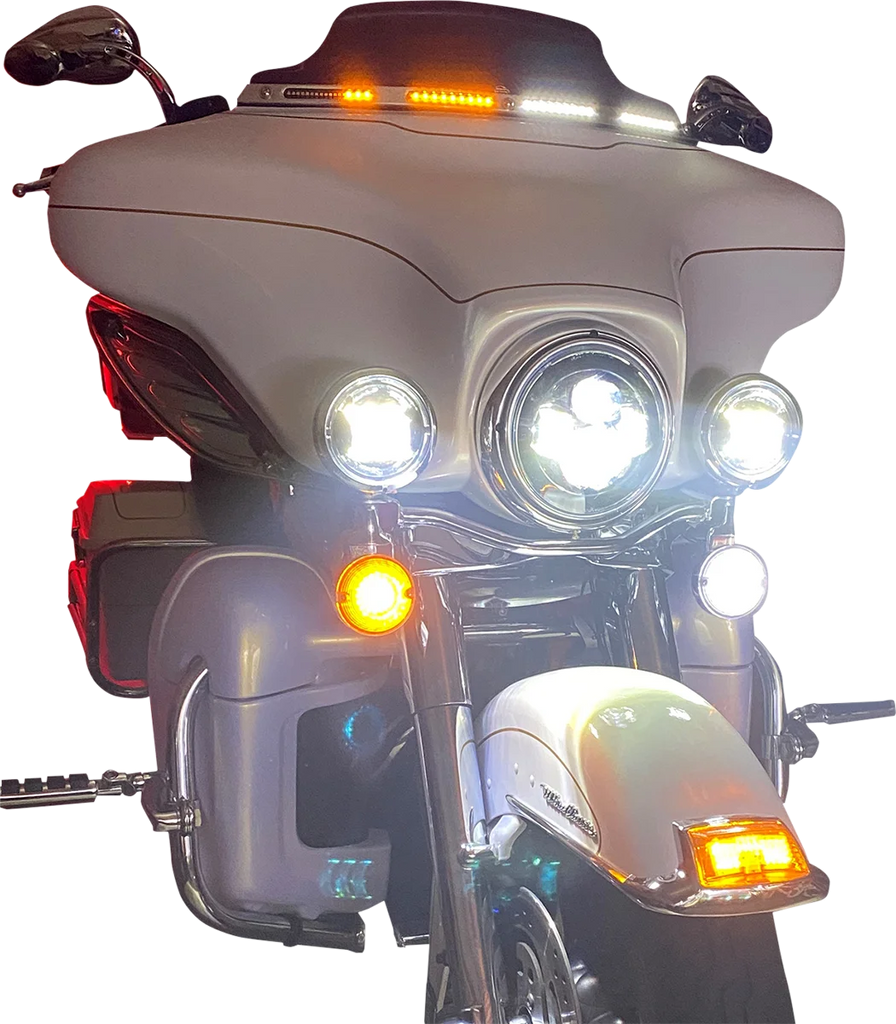 Custom Dynamics Windshield Trim - Sequential Turn Signals - Chrome CD-WT2-SEQ-05-C - Side View