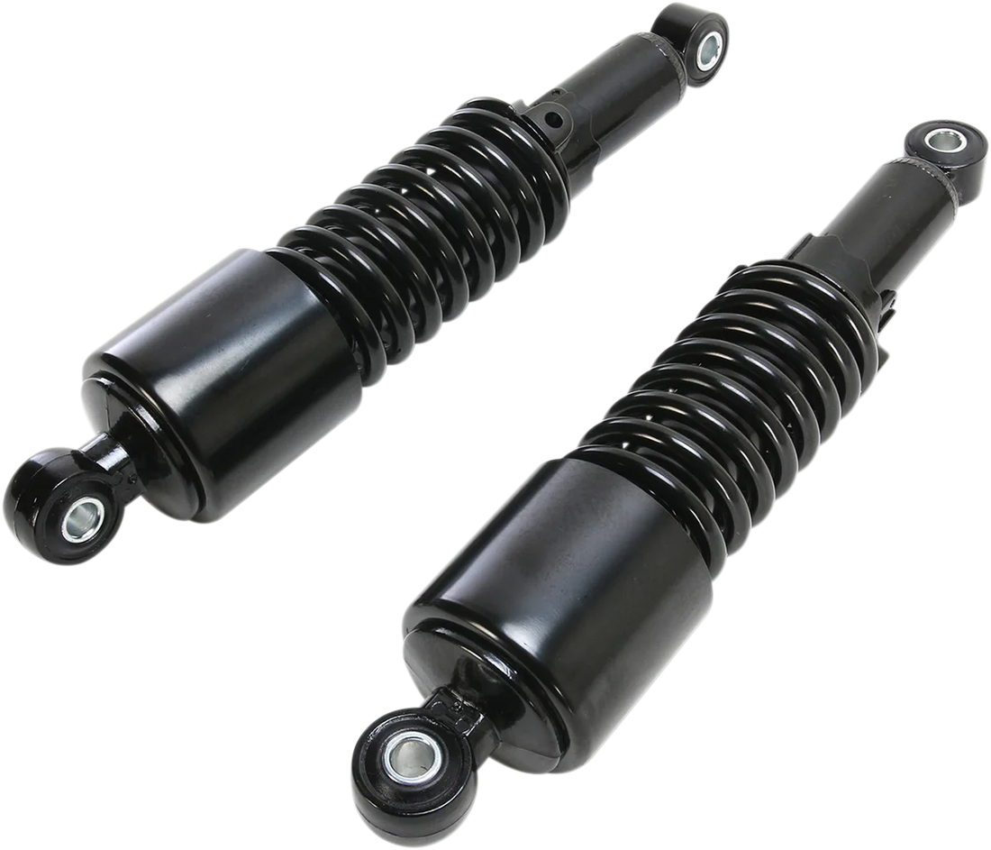 Custom Shorty Shocks with Shroud - Black Body/Black Spring Finish - Eye Lowering - Back View