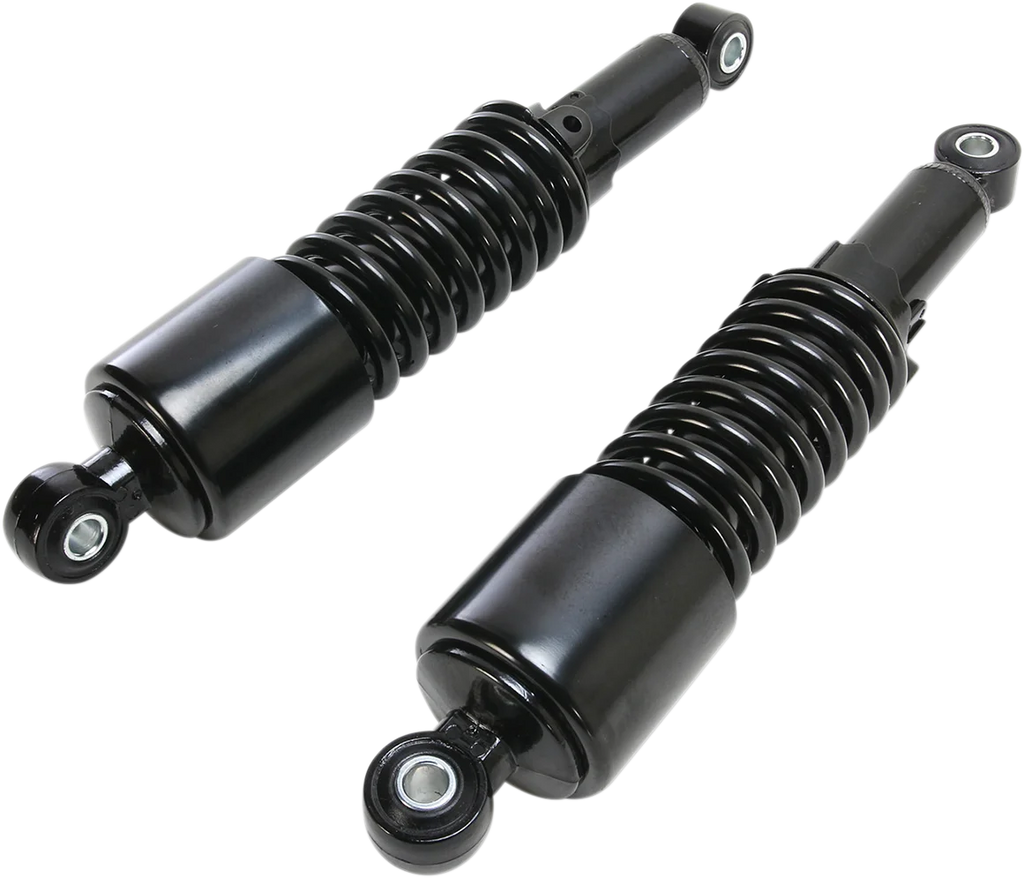 Custom Shorty Shocks with Shroud - Black Body/Black Spring Finish - Eye Lowering - Back View